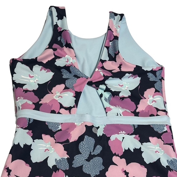 Zella Girls Reversible Journey One-Piece Swimsuit Size 16 Blue Purple Floral - Picture 5 of 10